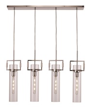  PND-2156 PC - Mie Collection 4-light, 4-shade, 36-inch, Glass Cylinder Linear Kitchen Island Pendant